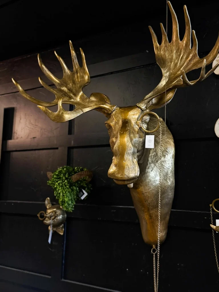 Brass moose head wall decor