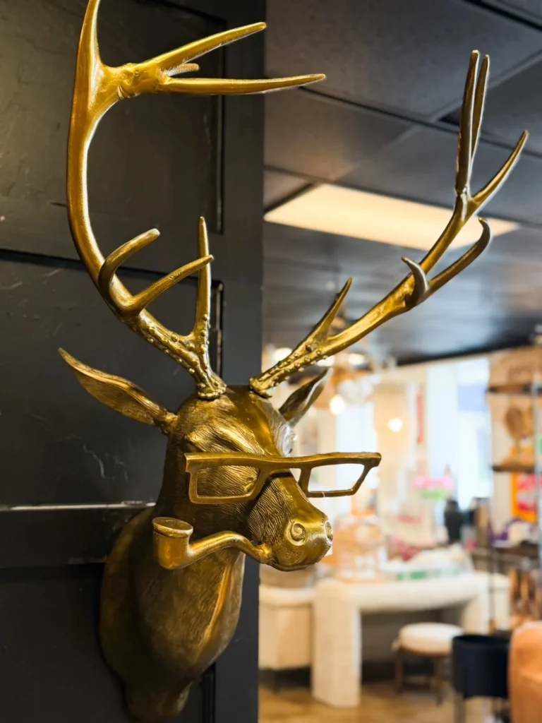 Brass reindeer head wall decor