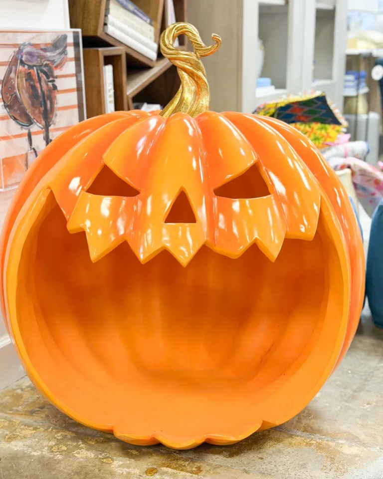 Orange ceramic jack-o-lantern pumpkin