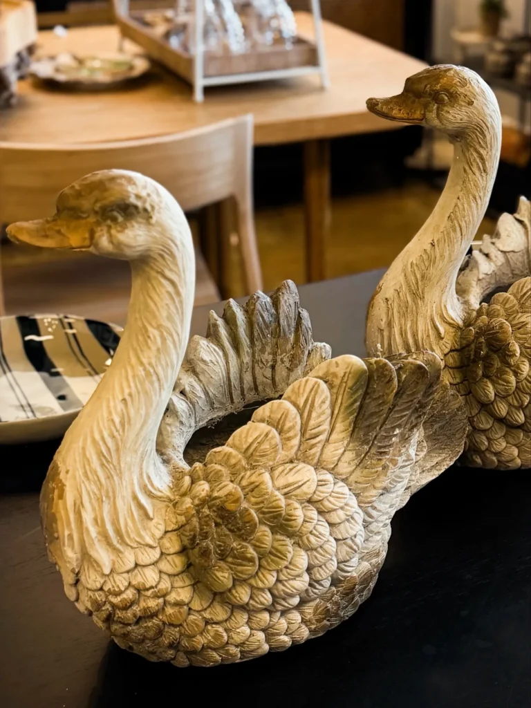 Pair of gold swan planters